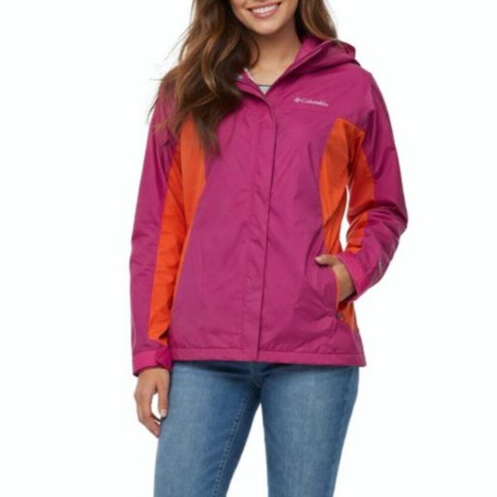 Columbia Omni-Tec Pink Orange Waterproof Zip Front Windbreaker Jacket Size M